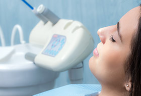 Relaxed woman in dental chair