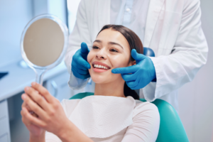 a closeup of a patient smiling 